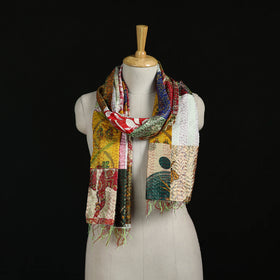 Bengal Kantha Handwork Patchwork Reversible Silk Stole 08
