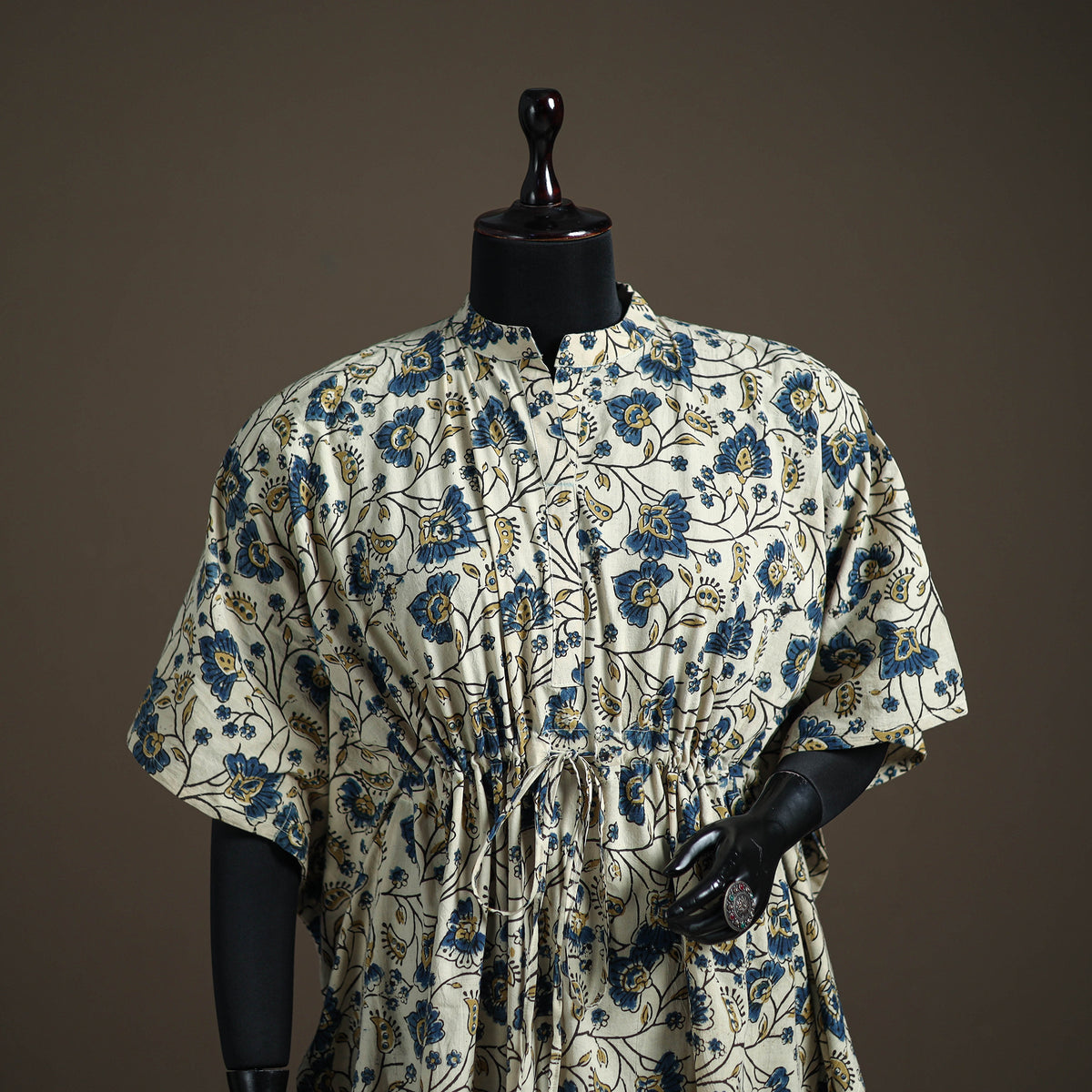 Ajrakh Hand Block Print Natural Dyed Cotton Kaftan (Medium) 87