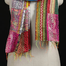 Bengal Kantha Handwork Patchwork Reversible Silk Stole 07