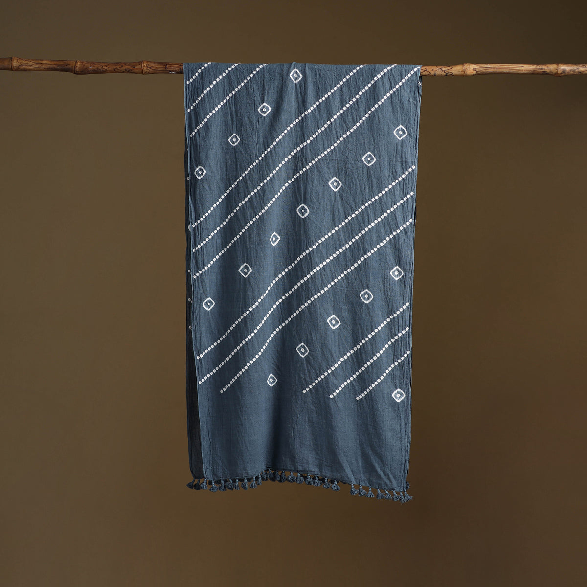Kutch Handwoven Organic Kala Cotton Bandhani Stole 39