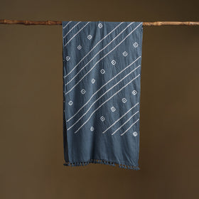 Kutch Handwoven Organic Kala Cotton Bandhani Stole 39