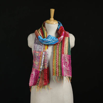 Bengal Kantha Handwork Patchwork Reversible Silk Stole 07