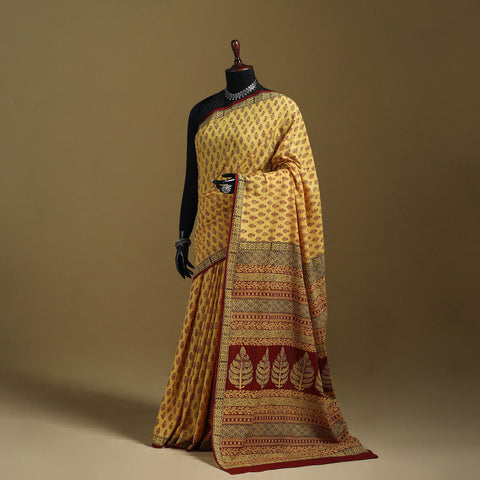 Bagh Hand Block Print Natural Dyed Cotton Saree 18