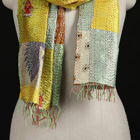Bengal Kantha Handwork Patchwork Reversible Silk Stole 09