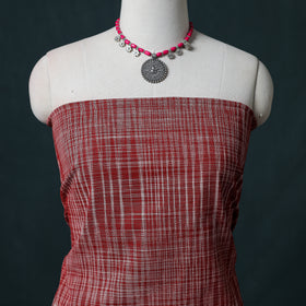 Jamdani Handloom Cotton Unstitched Dress Material: Kurta & Dupatta with Earrings 04