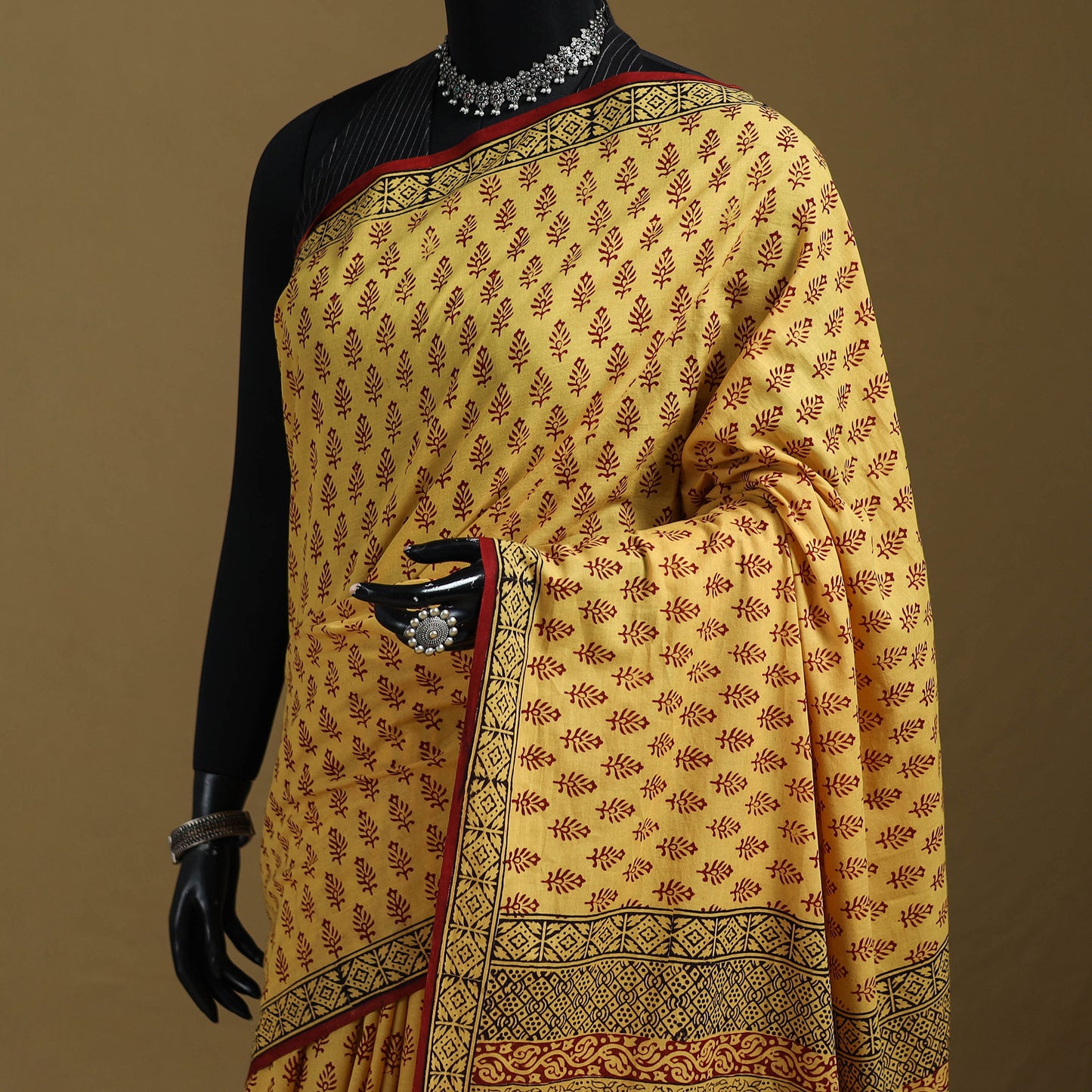Bagh Hand Block Print Natural Dyed Cotton Saree 18