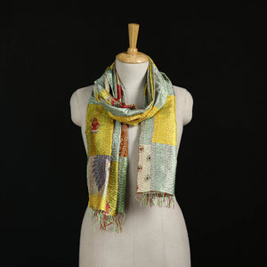 Bengal Kantha Handwork Patchwork Reversible Silk Stole 09