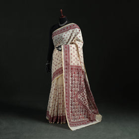 Bengal Kantha Hand Embroidery Silk Cotton Chapa Work Saree 21