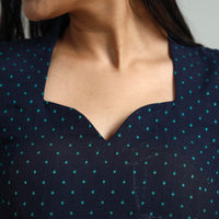 Blue - Jacquard Weave Cotton Stitched Blouse 01