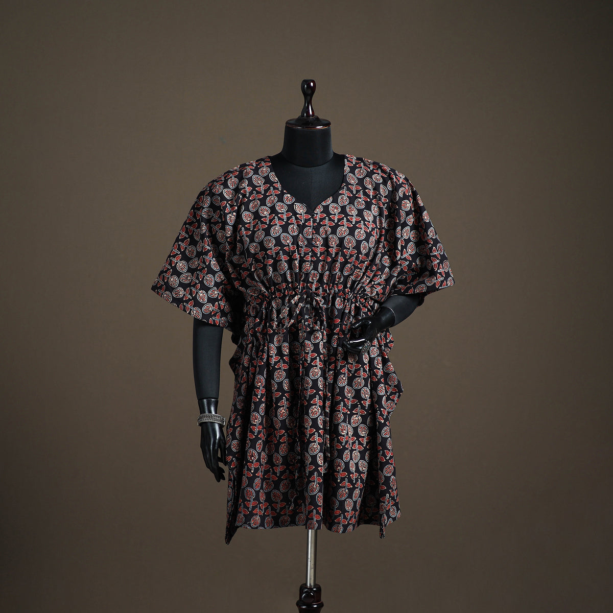 Ajrakh Hand Block Print Natural Dyed Cotton Kaftan (Medium) 88