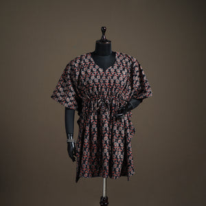 Ajrakh Hand Block Print Natural Dyed Cotton Kaftan (Medium) 88