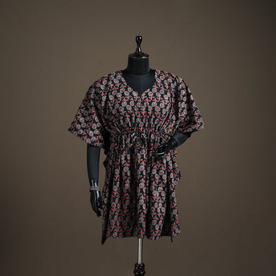 Ajrakh Hand Block Print Natural Dyed Cotton Kaftan (Medium) 88