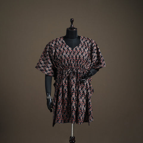 Ajrakh Hand Block Print Natural Dyed Cotton Kaftan (Medium) 88