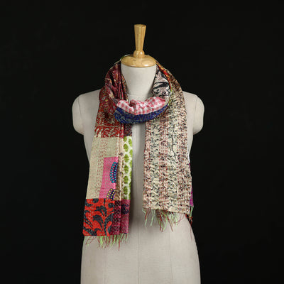 Bengal Kantha Handwork Patchwork Reversible Silk Stole 10