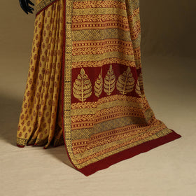 Bagh Hand Block Print Natural Dyed Cotton Saree 18