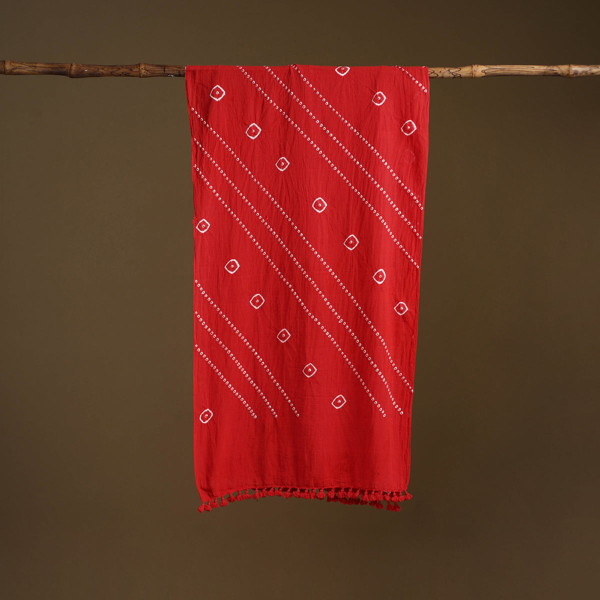 Kutch Handwoven Organic Kala Cotton Bandhani Stole 36