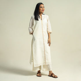 White - Mangalagiri Handloom Cotton Straight Kurta
