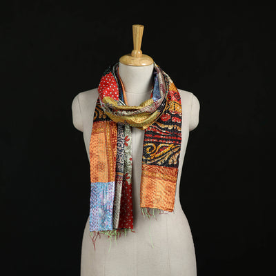 Bengal Kantha Handwork Patchwork Reversible Silk Stole 12