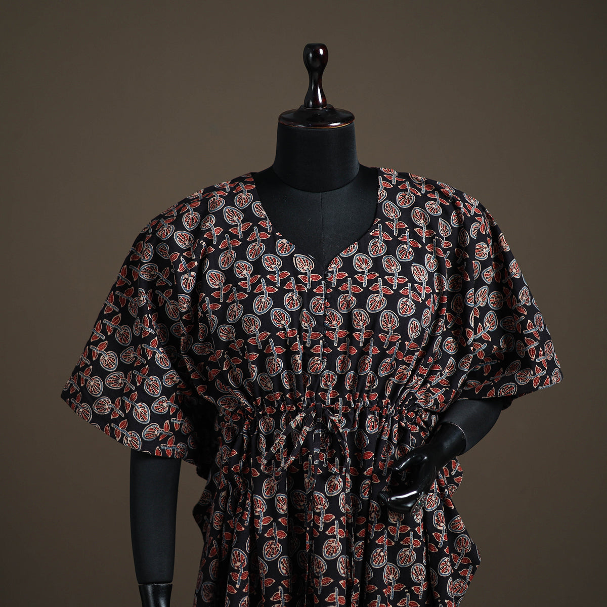 Ajrakh Hand Block Print Natural Dyed Cotton Kaftan (Medium) 88