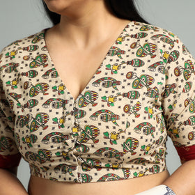 Beige - Kalamkari Printed Cotton Stitched Blouse