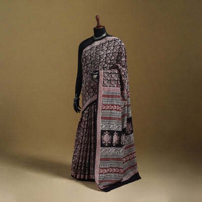 Bagh Hand Block Print Natural Dyed Cotton Saree 19