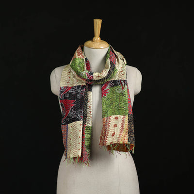 Bengal Kantha Handwork Patchwork Reversible Silk Stole 13