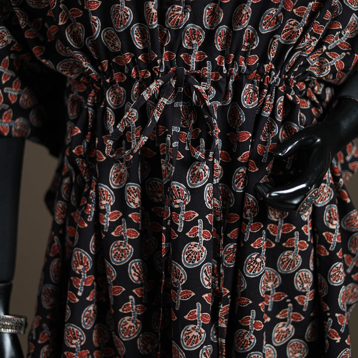 Ajrakh Hand Block Print Natural Dyed Cotton Kaftan (Medium) 88