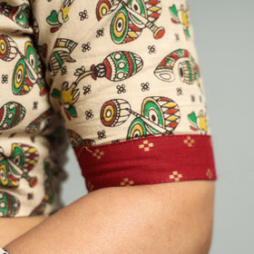 Beige - Kalamkari Printed Cotton Stitched Blouse