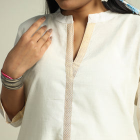 White - Mangalagiri Handloom Cotton Straight Kurta
