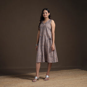 Sanganeri Floral Hand Block Print Cotton Flared Dress for Women 19