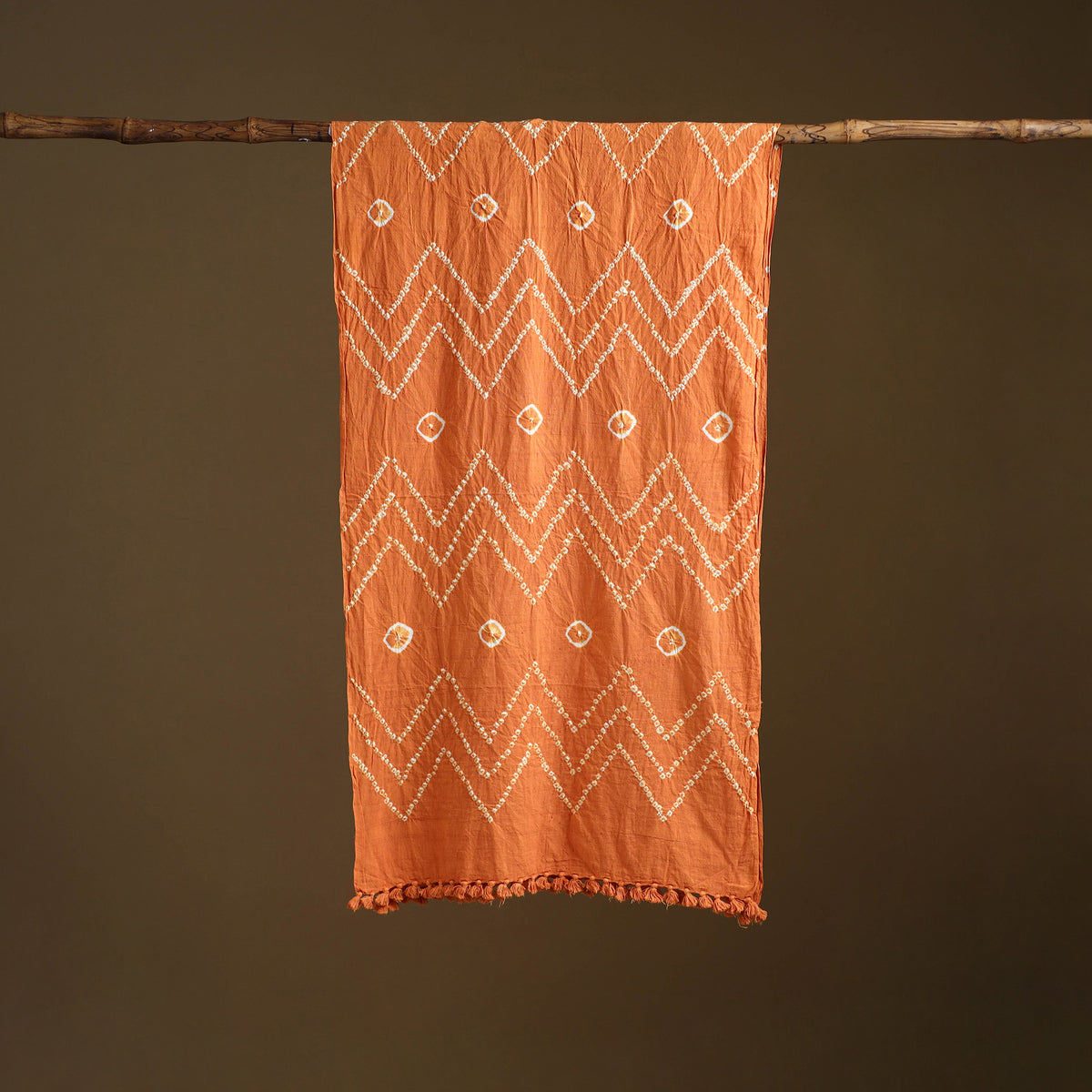 Kutch Handwoven Organic Kala Cotton Bandhani Stole 32