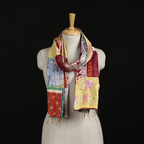 Bengal Kantha Handwork Patchwork Reversible Silk Stole 15
