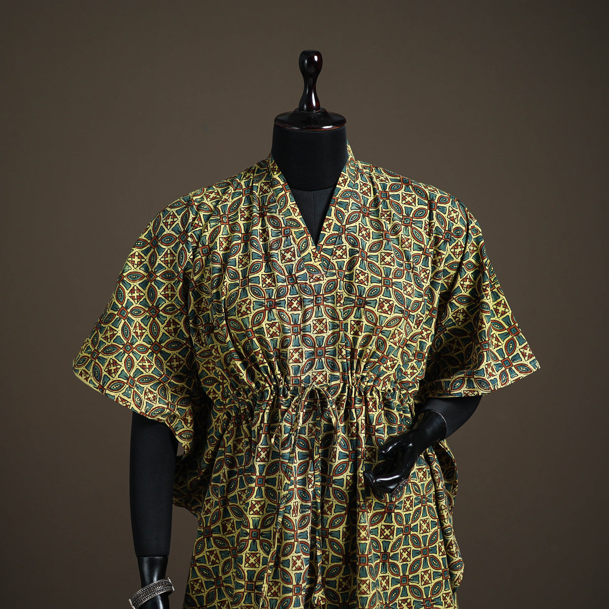 Ajrakh Hand Block Print Natural Dyed Cotton Kaftan (Medium) 89