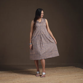 Sanganeri Floral Hand Block Print Cotton Flared Dress for Women 19