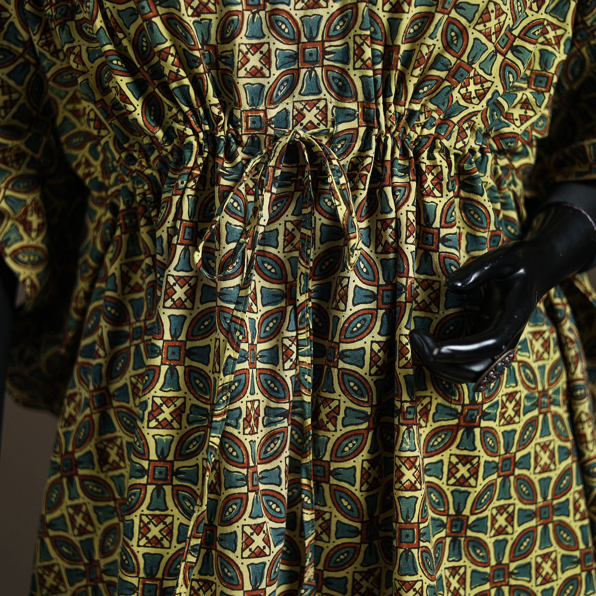 Ajrakh Hand Block Print Natural Dyed Cotton Kaftan (Medium) 89