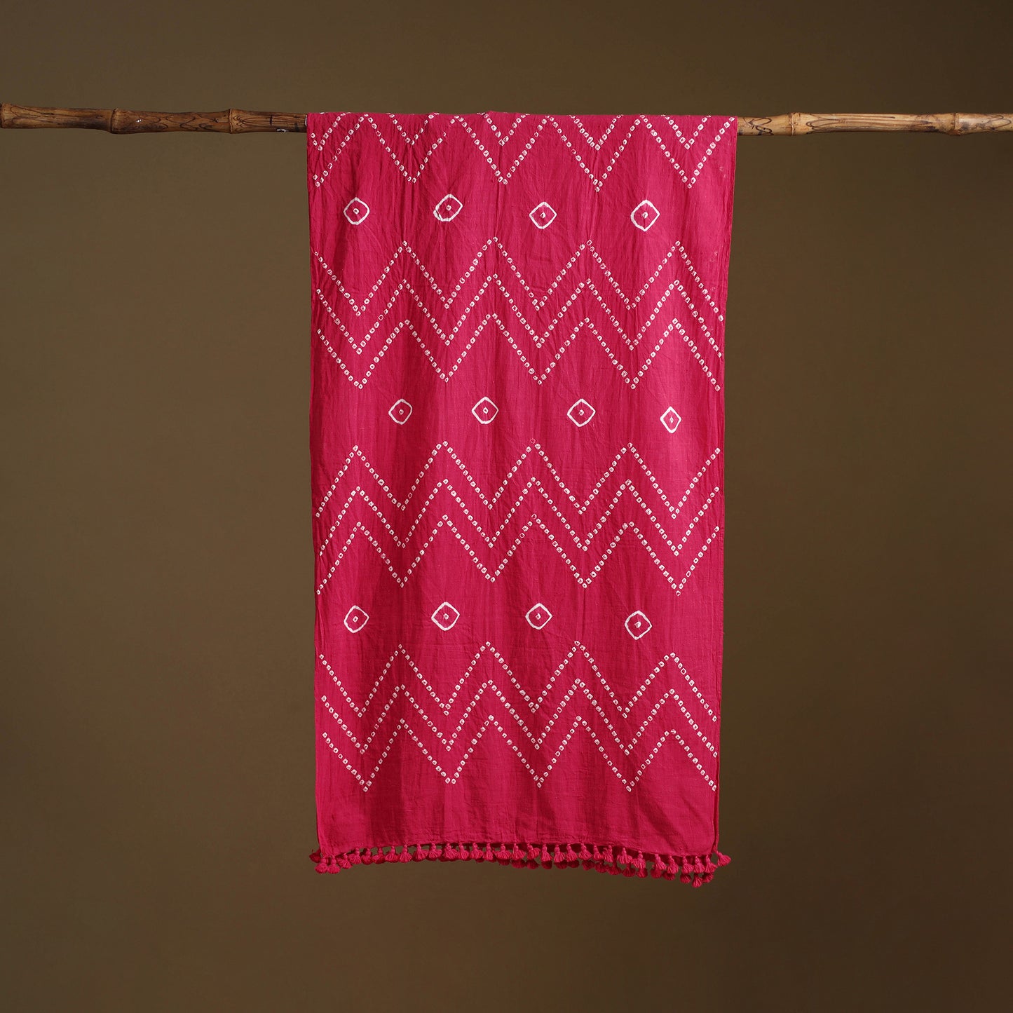 Kutch Handwoven Organic Kala Cotton Bandhani Stole 30