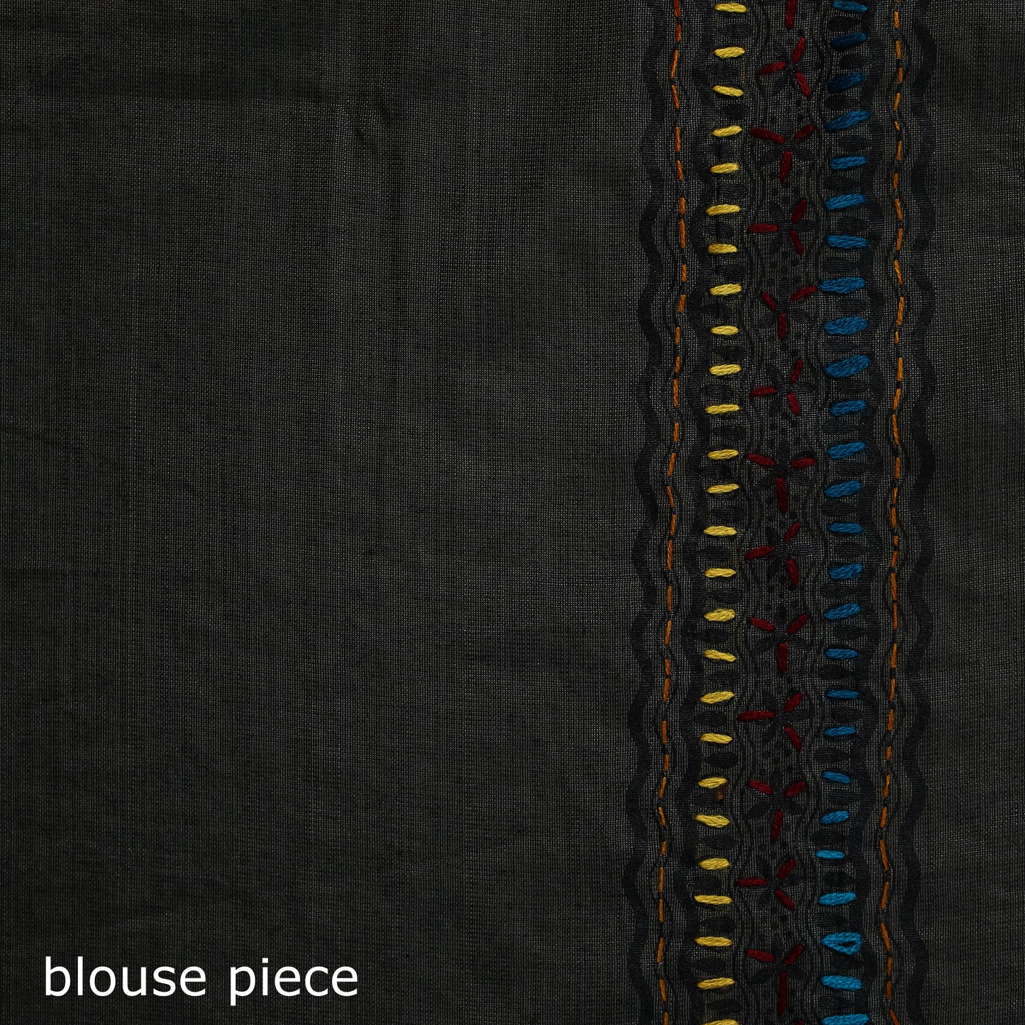 Black - Bengal Kantha Hand Embroidery Silk Cotton Chapa Work Saree 22
