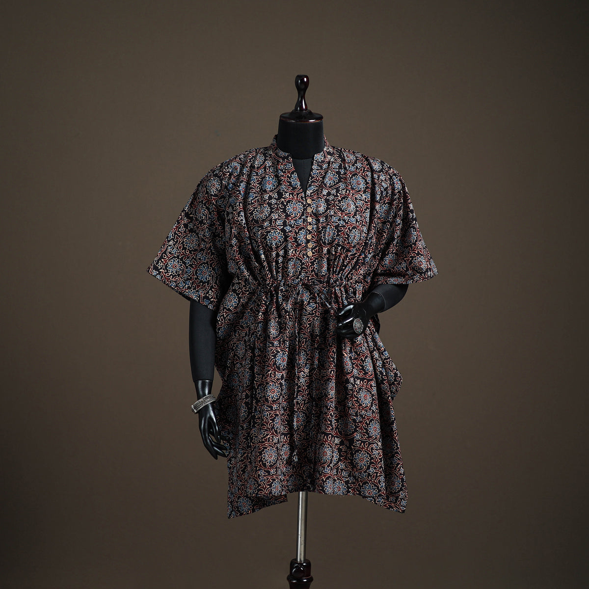 Ajrakh Hand Block Print Natural Dyed Cotton Kaftan (Medium) 90