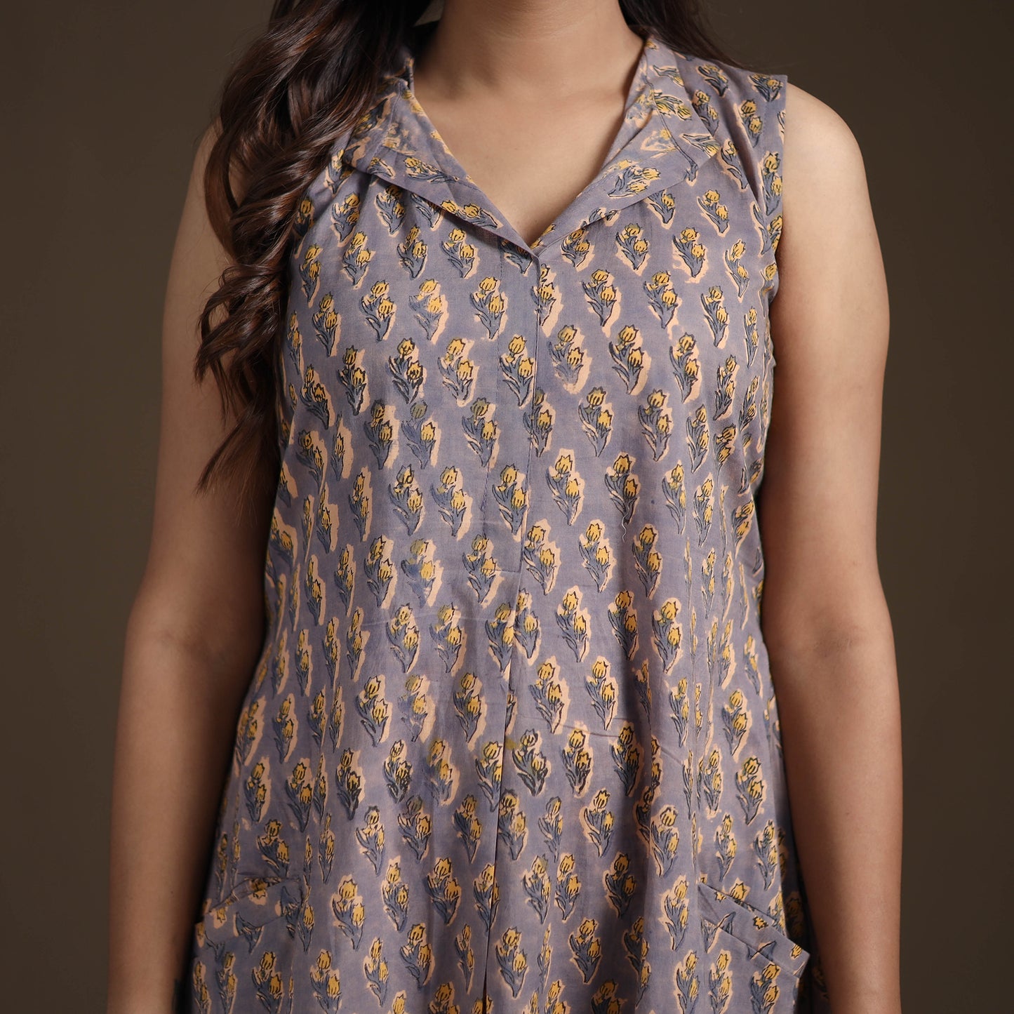 Sanganeri Floral Hand Block Print Cotton Flared Dress for Women 19