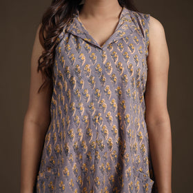 Sanganeri Floral Hand Block Print Cotton Flared Dress for Women 19