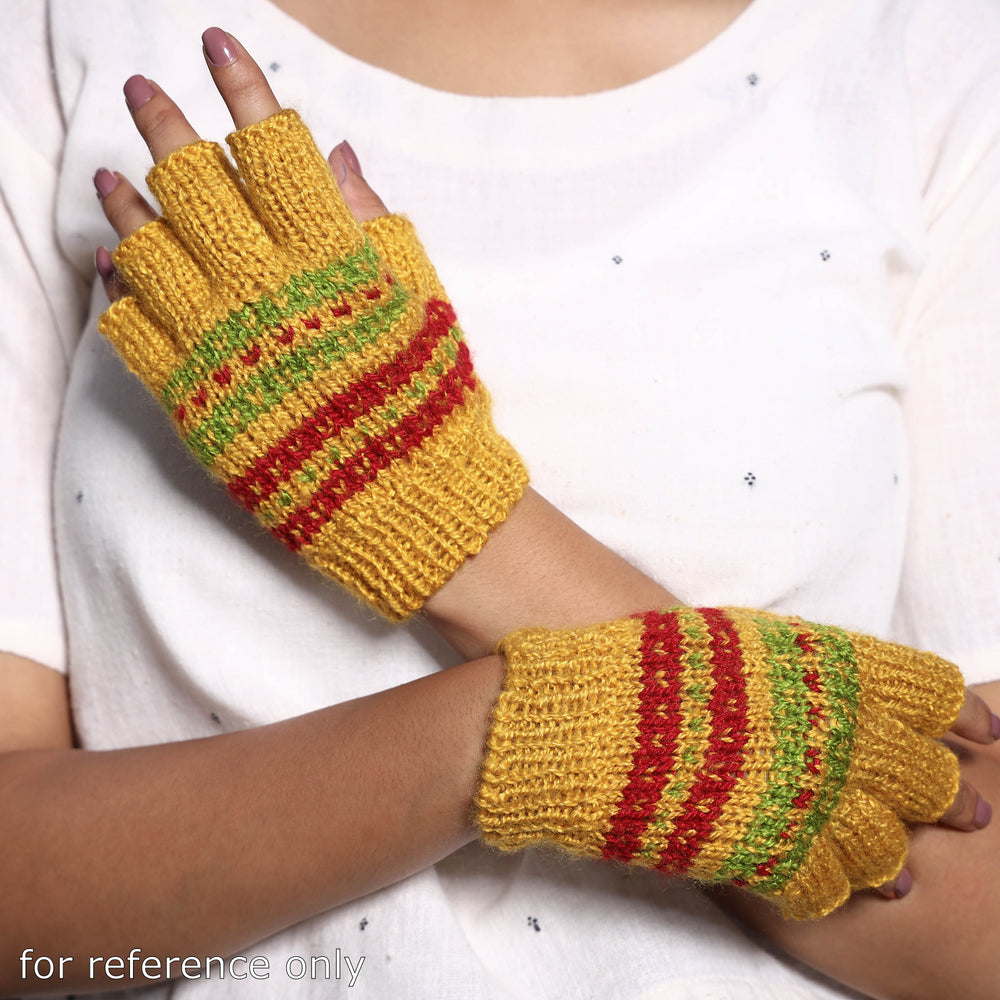 Red - Kumaun Hand Knitted Woolen Gloves (Kids)