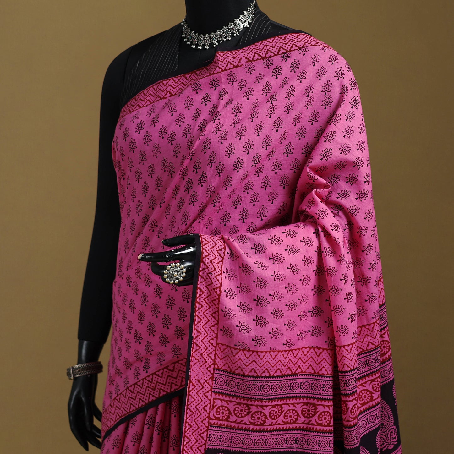 Bagh Hand Block Print Natural Dyed Cotton Saree 20