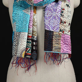 Bengal Kantha Handwork Patchwork Reversible Silk Stole 19