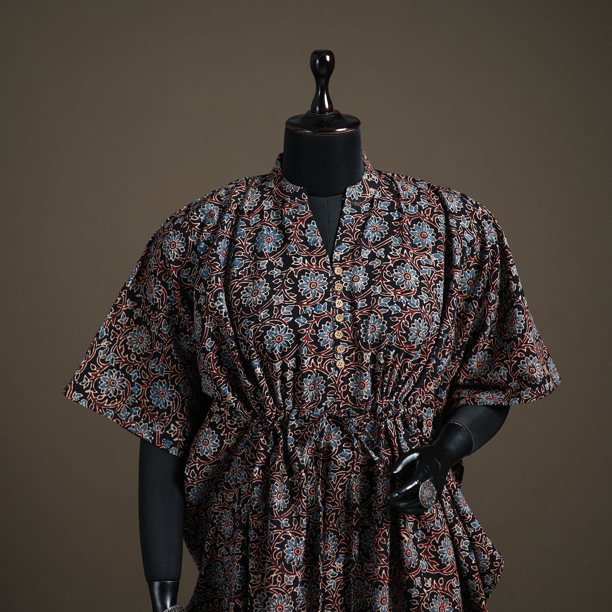 Ajrakh Hand Block Print Natural Dyed Cotton Kaftan (Medium) 90