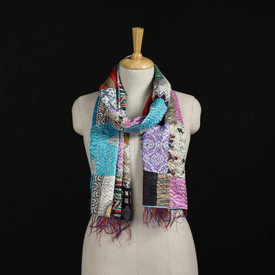 Bengal Kantha Handwork Patchwork Reversible Silk Stole 19