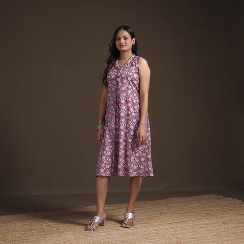 Sanganeri Floral Hand Block Print Cotton Flared Dress for Women 20