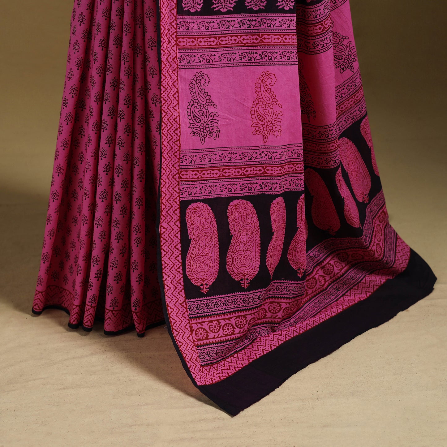 Bagh Hand Block Print Natural Dyed Cotton Saree 20