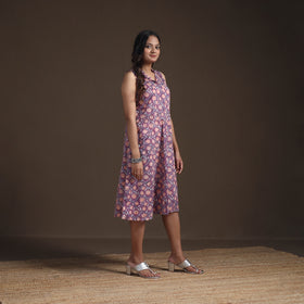Sanganeri Floral Hand Block Print Cotton Flared Dress for Women 20