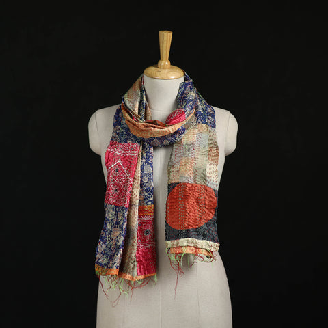 Bengal Kantha Handwork Patchwork Reversible Silk Stole 21