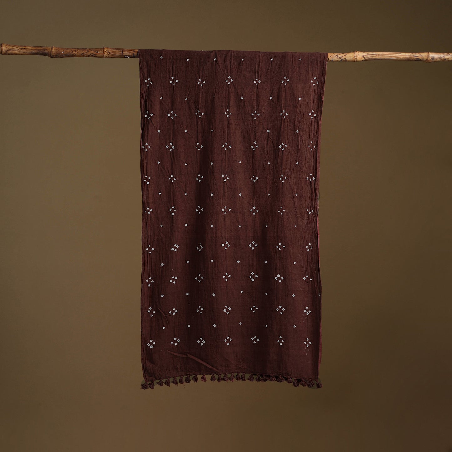 Brown - Kutch Handwoven Organic Kala Cotton Bandhani Stole 24
